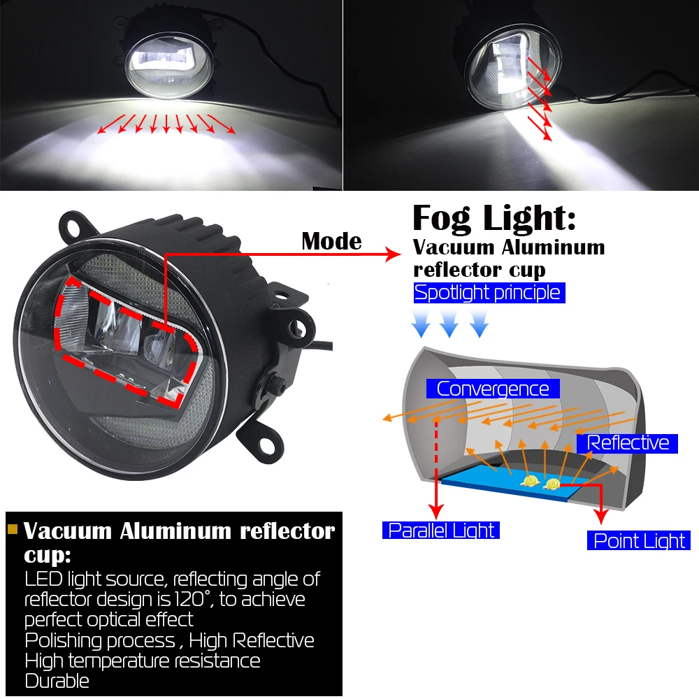 Aluminiowe samochodowe światło przeciwmgielne LED o mocy 30 W z lampami do jazdy dziennej DRL 2 sztuki do Smart Fortwo (W453) 2014 2015 2016 2017