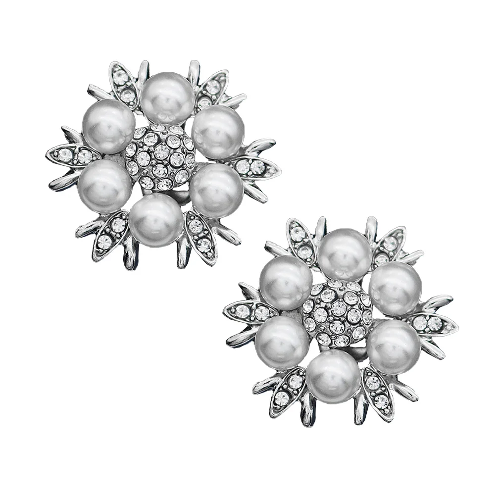

1 Pair Pearl Rhinestone Shoe Clips Elegant Decorative Buckles Detachable Diy Accessories For High Heeled Shoes