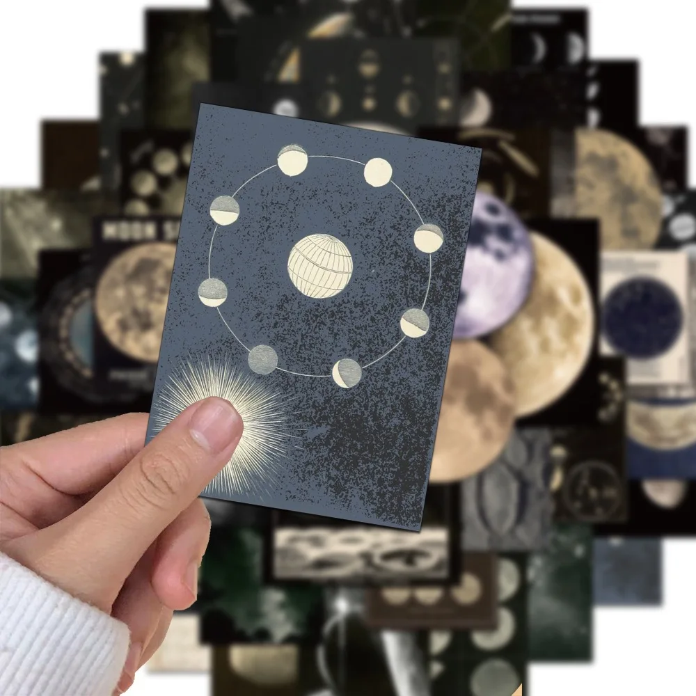 10/50pcs Vintage Moon Space Galaxy Planets Stickers Graffiti DIY Waterproof Water Bottle Phone Laptop Skateboard Sticker Kid Toy