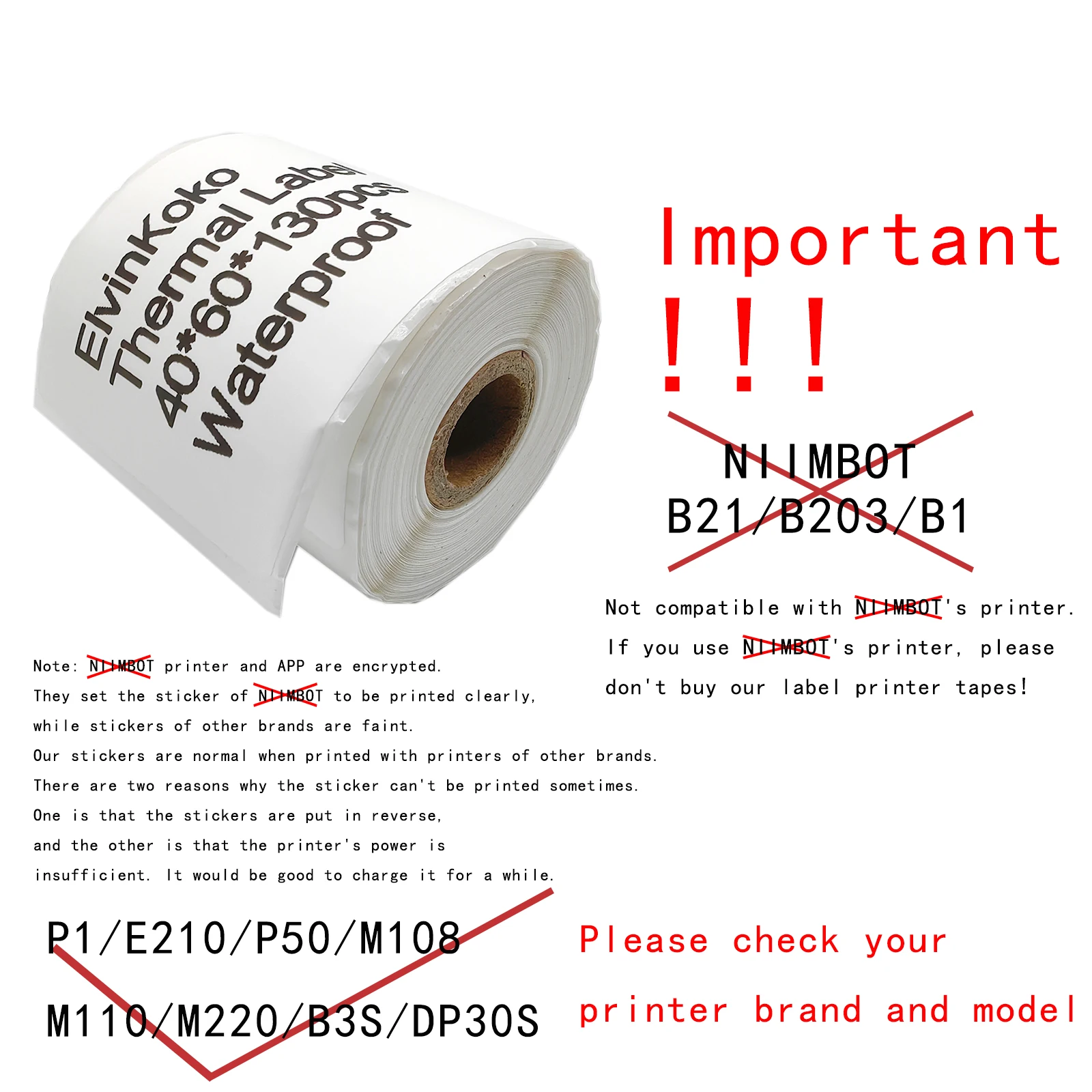 5PK Thermal Adhesive Label Papers for P1 Label Papers DP23 DP30 DP80 Label Maker  Waterproof  Tear Resistant Sticker