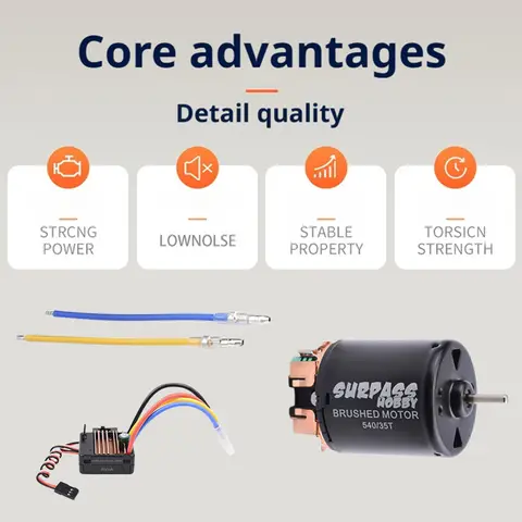 SURPASS HOBBY 540 Borstmotor 13T 17T 21T 23T 27T 35T 45T 55T 80T för 1/10 RC Terrängbil Lastbil med 60A ESC 5V/2A BEC 8 best sales WLtoys 16800 delar - №3