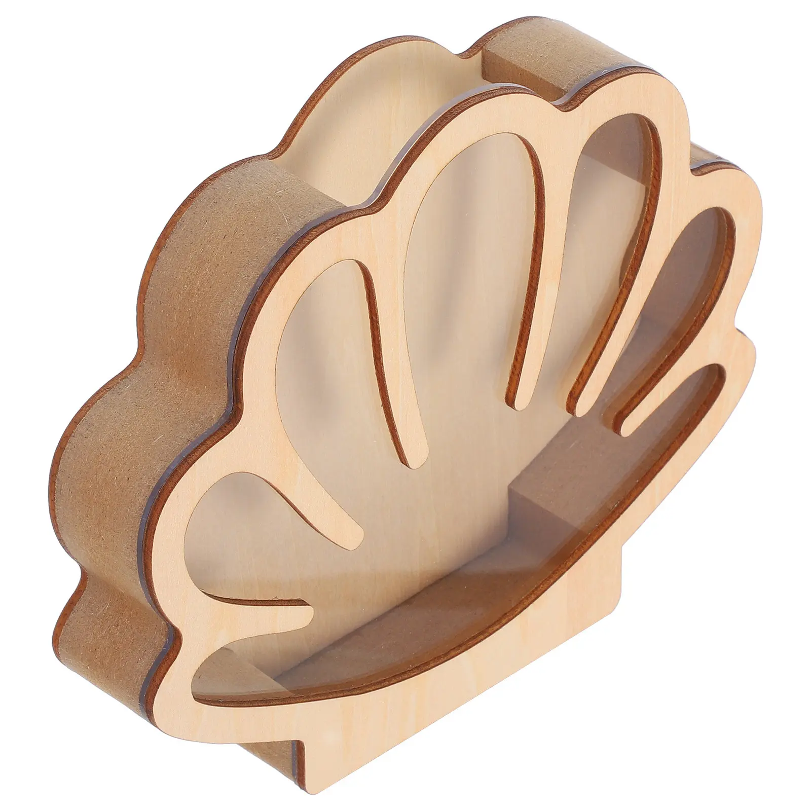 

Деревянная коробка для хранения в форме ракушки, 1 шт., многофункциональный демонстрационный футляр для домашнего декора, маленькая витрина, универсальный контейнер, идеально подходит для спальни