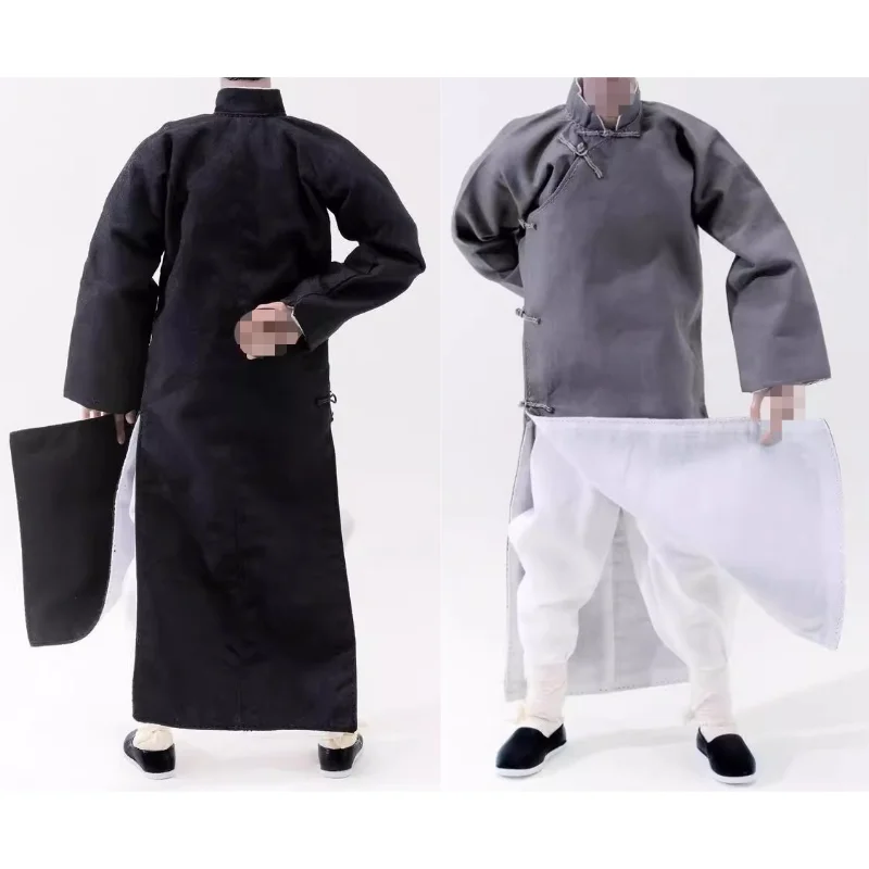 

1/6 весы, солдатская одежда Yip Man, черный/серый китайский халат, пальто, брюки, носки, обувь, ремешок для 12 дюймов PH, аксессуар для тела, дисплей «сделай сам»