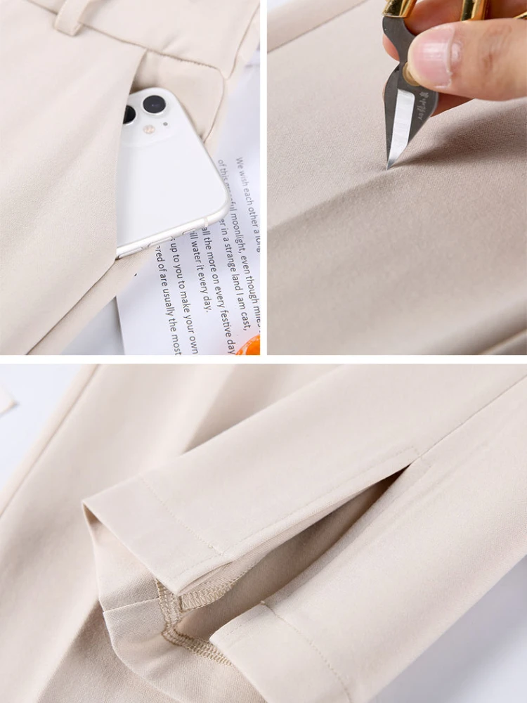 Pantaloni casual alla caviglia da donna estivi sottili a vita alta vendita calda femminile accogliente cadente diviso dritto semplice tutto-fiammifero quotidiano Femme