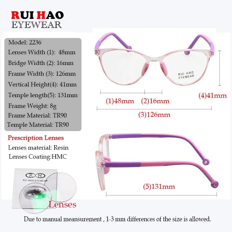 Customize Kids Prescription Eyeglasses Children Glasses Fill Resin Lens Boy Girl Recipe Spectacles Myopia Hyperopia Amblyopia