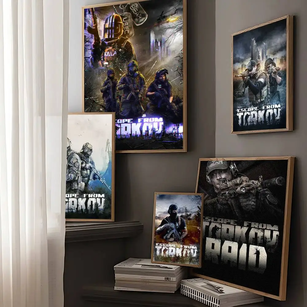 Video Game Escape From T-Tarkov Vintage Posters Sticky Whitepaper Prints Posters Artwork Posters Wall Stickers