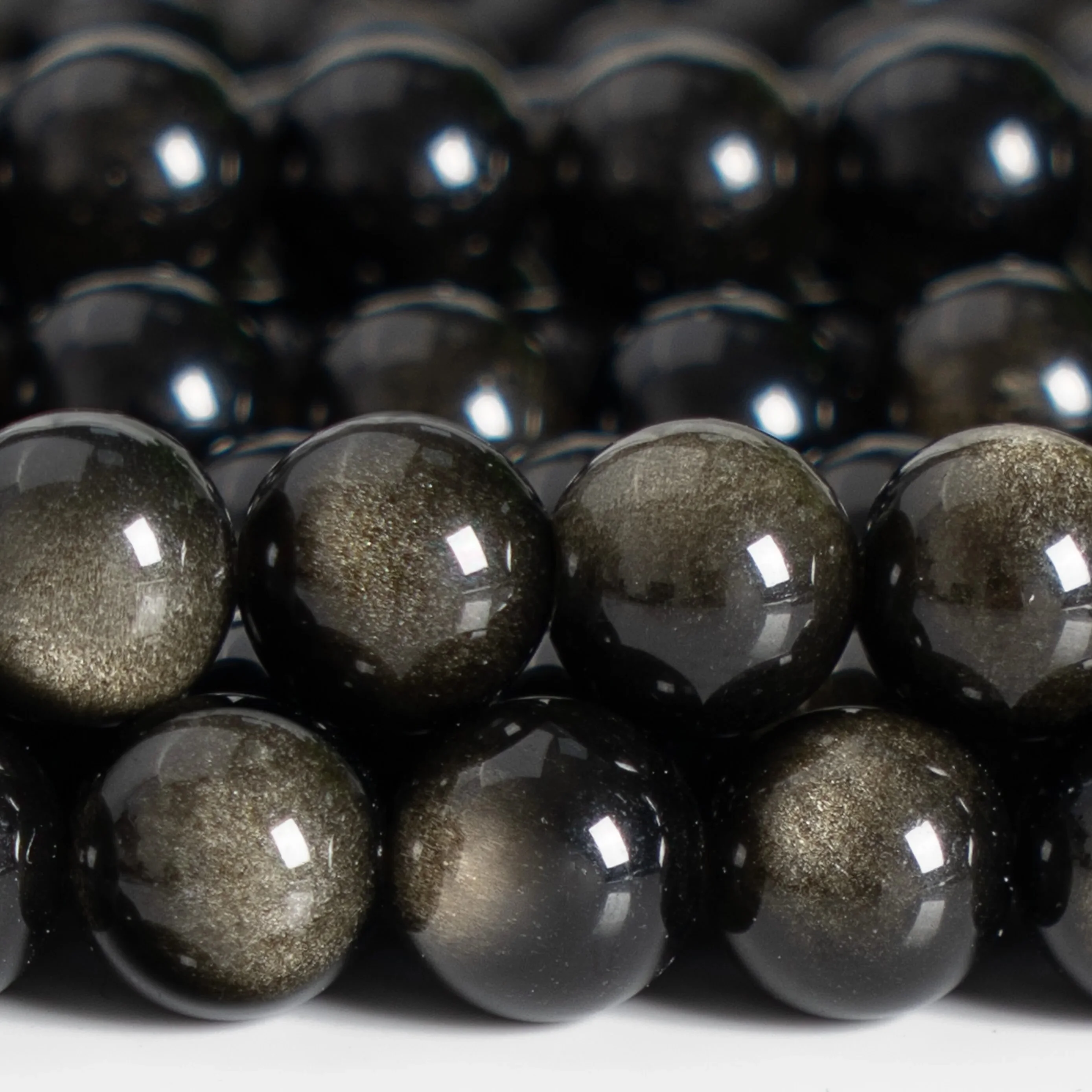 Großhandel Natürliche Goldene Obsidian-Perlen Runde Lose Spacer-Glänzende Perlen für Schmuckherstellung Armband Halskette DIY-Zubehör – Detail 2