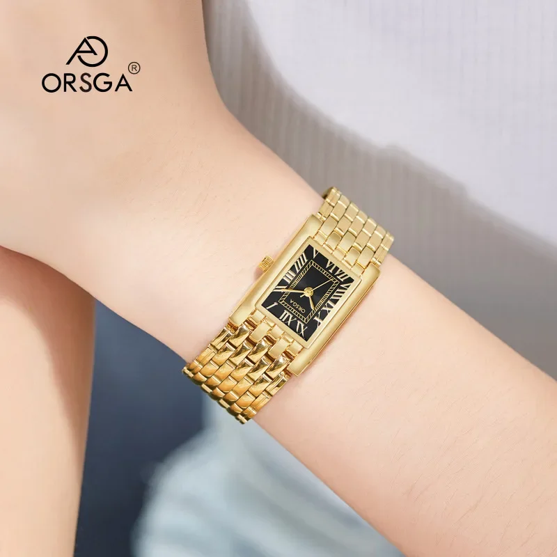 Women Quartz Watch Rectangle Square Dial Orologio Ladies Luxury Wristwatch Classic Simple Fashion Gold Black Sliver Green Clock