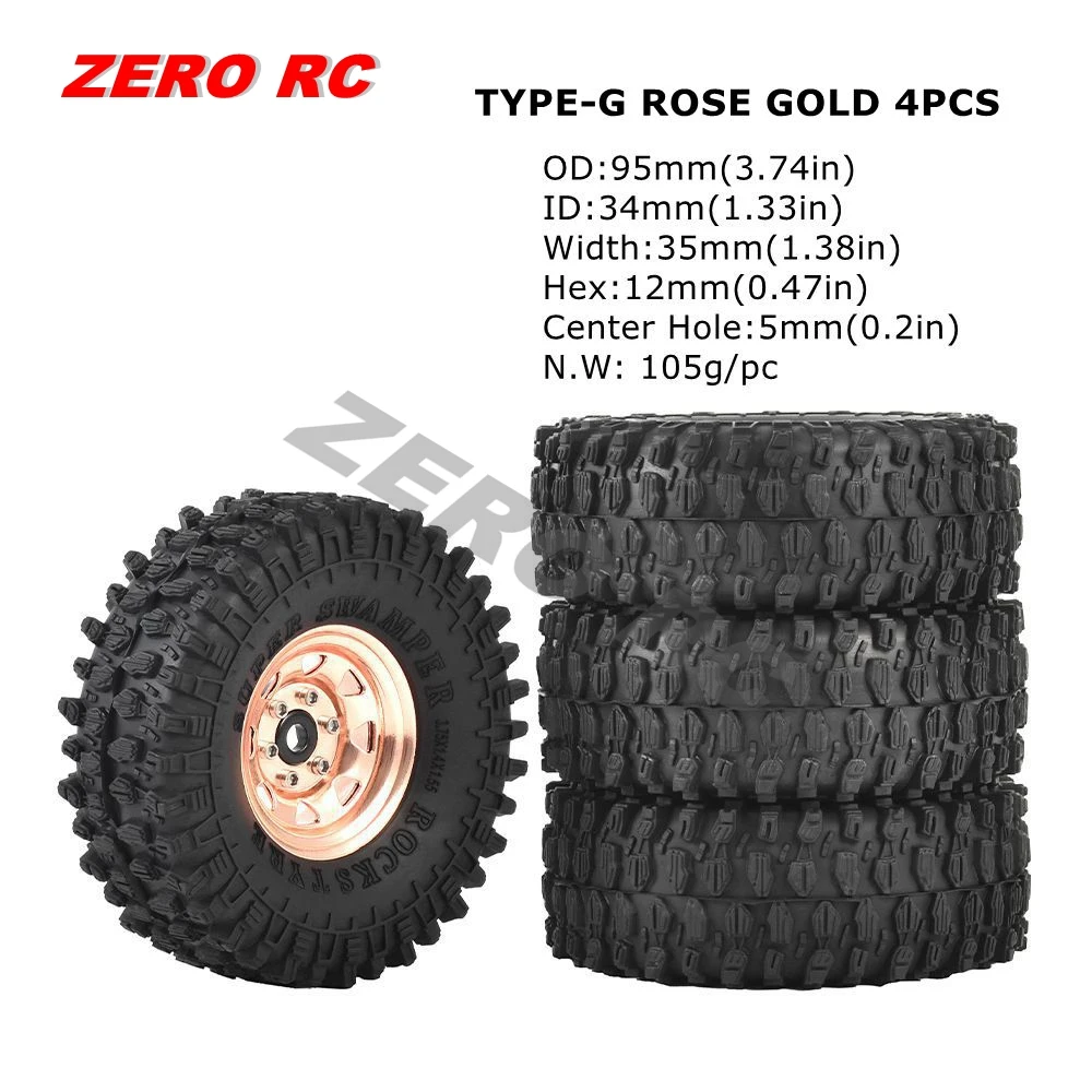 1/12-1/10 アルミ 深リムホイール＆タイヤｘ4 クローラーラジコン 1/10 RC カークローラー 1.55 