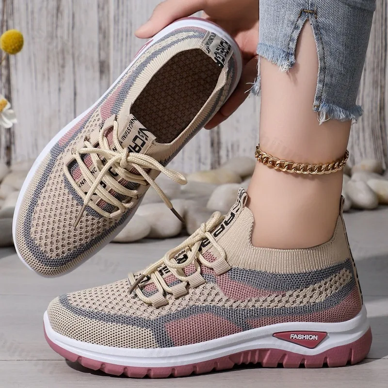 Lässige Sportschuhe für Damen, 2025, leicht, atmungsaktiv, rutschfest, Outdoor-Laufschuhe, dicke Sohle, Herbstmode, vulkanisierte Schuhe