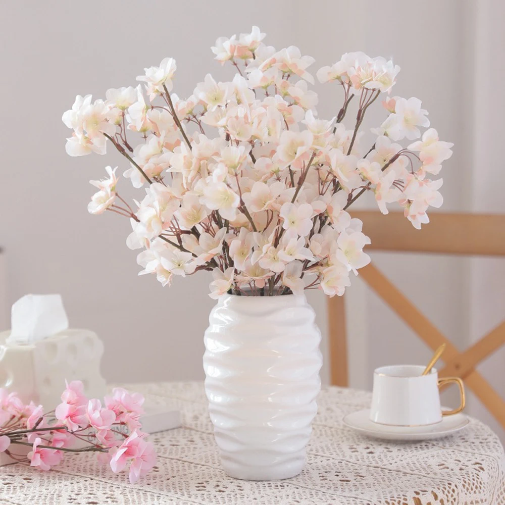 Single Branch 3 Fork Simulated Peach Artificial Flower Spring Decoration Fake Plants Photography Backdrop Yard Garden Decors