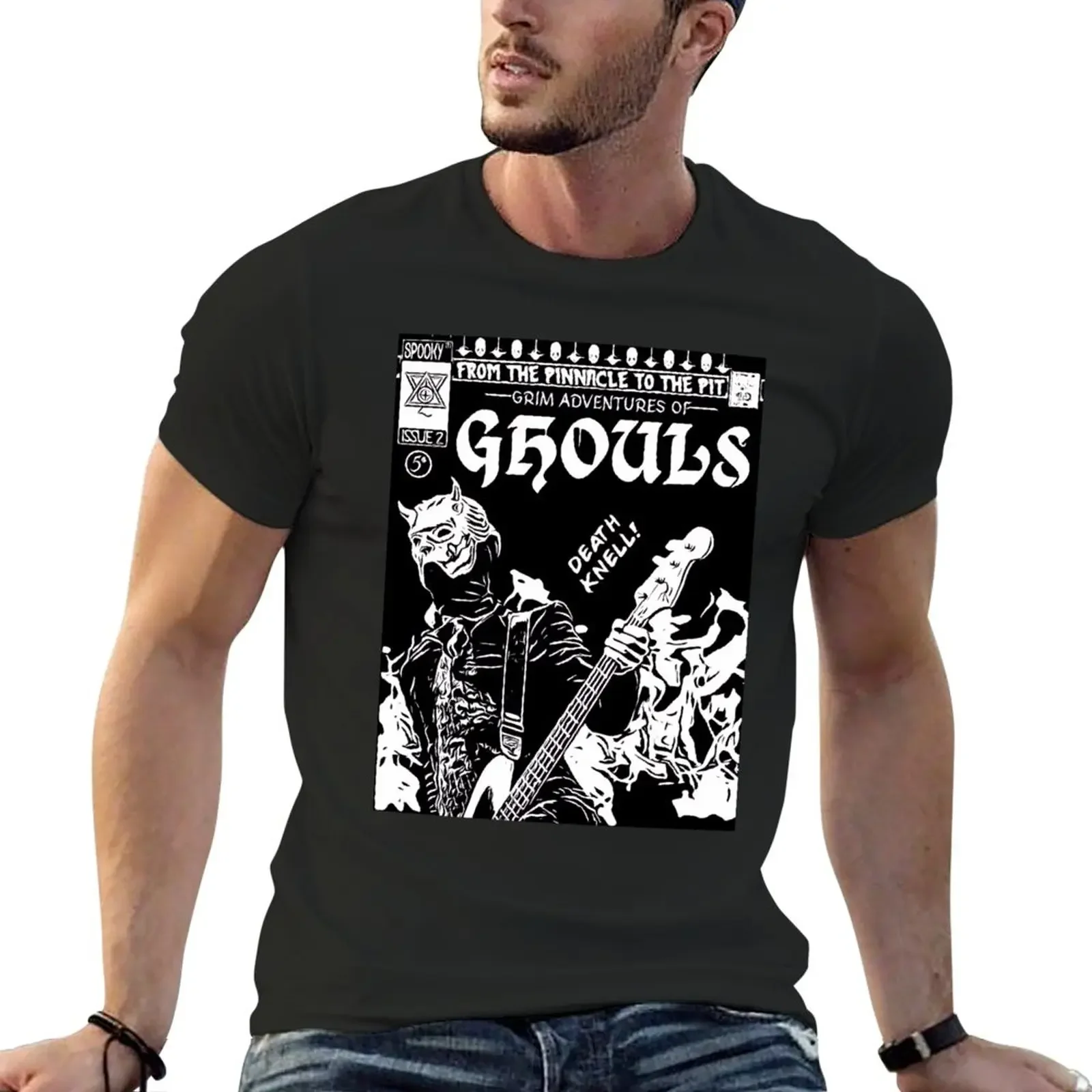 New GHOST BAND NAMELESS GHOUL INSPIRED COMIC COVER DESIGN black ink T-Shirt black t shirts boys t shirts men clothing