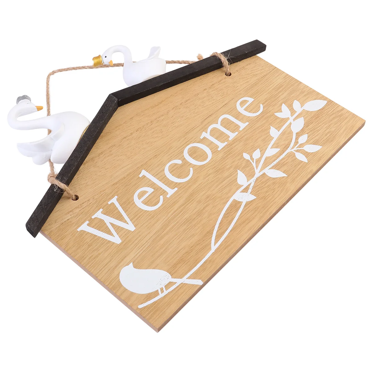 

Wooden Welcome Door Sign Home Decoration With White Swans Hanging Doorplate For Front Wall Decorative Signage