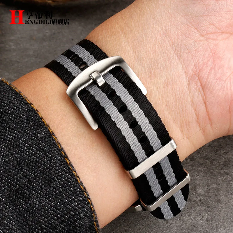 20mm 22mm Dark blue gray Khaki nylon strap Band Men\'s For Omega Seahorse mido Casio Seiko NO 5 Samsung Galaxy Sports watchband