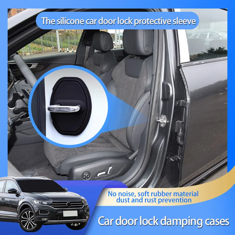 

Car Accessories For Volkswagen VW T-roc 2017-2023 Car Door Lock Cover Silica gel Car Styling Case Protective Stickers
