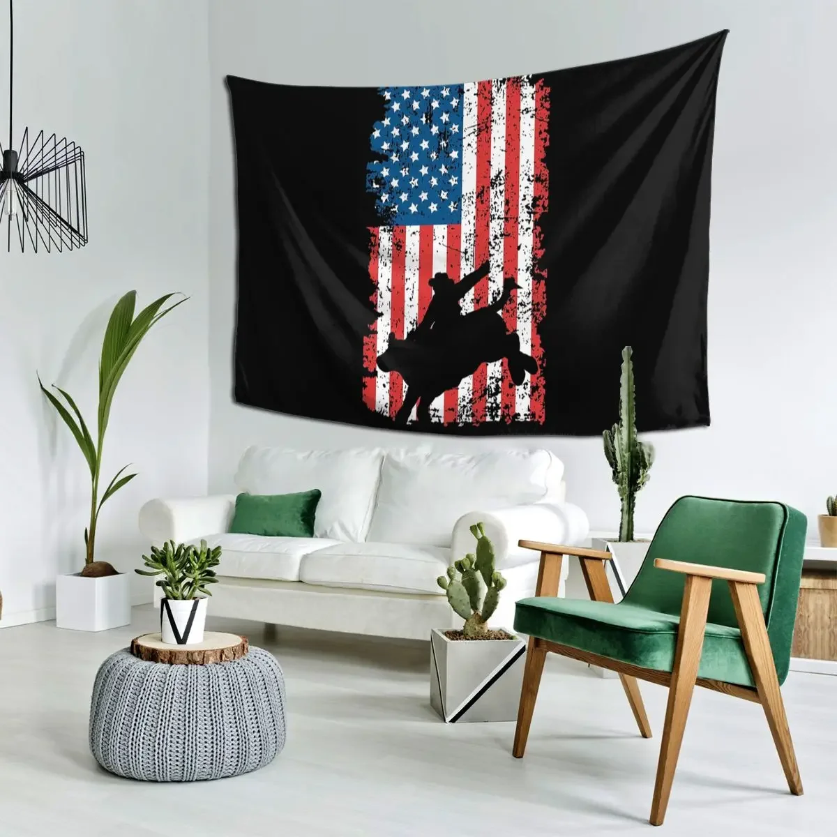 Bull Rider, Rodeo, American Flag Tapestry Art Wall Hanging Aesthetic Home Decor Tapestries for Living Room Bedroom Dorm Room