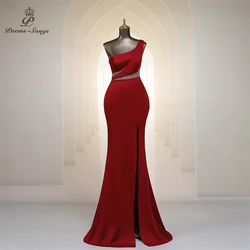 Robe de soirée longue, asymétrique, épaule dénudée, taille transparente, robe de bal