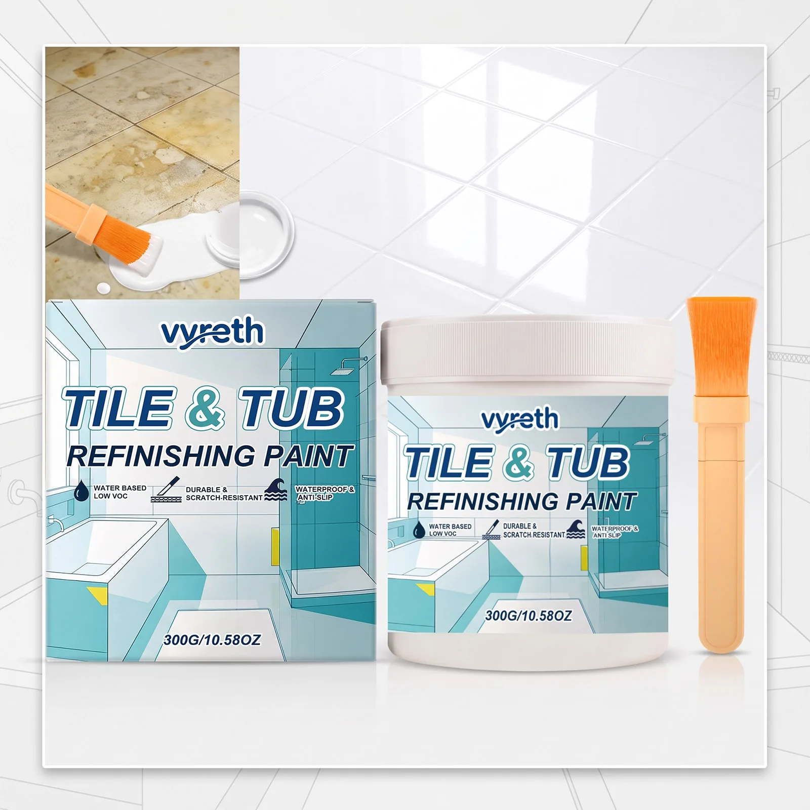 Tile Bathtub Paint Refinishing White Repair Waterproof Quick Dry Strong Adhesion Cover Crack Stain Bathroom Renovation Household