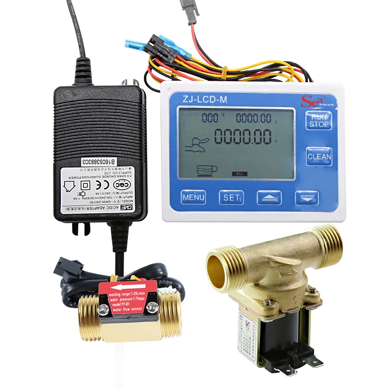 

DN15 Digital Display Flow Quantitative Controller+1/2" Brass Sensor+1/2" Solenoid Valve Use To Control And Display Liquid Flow