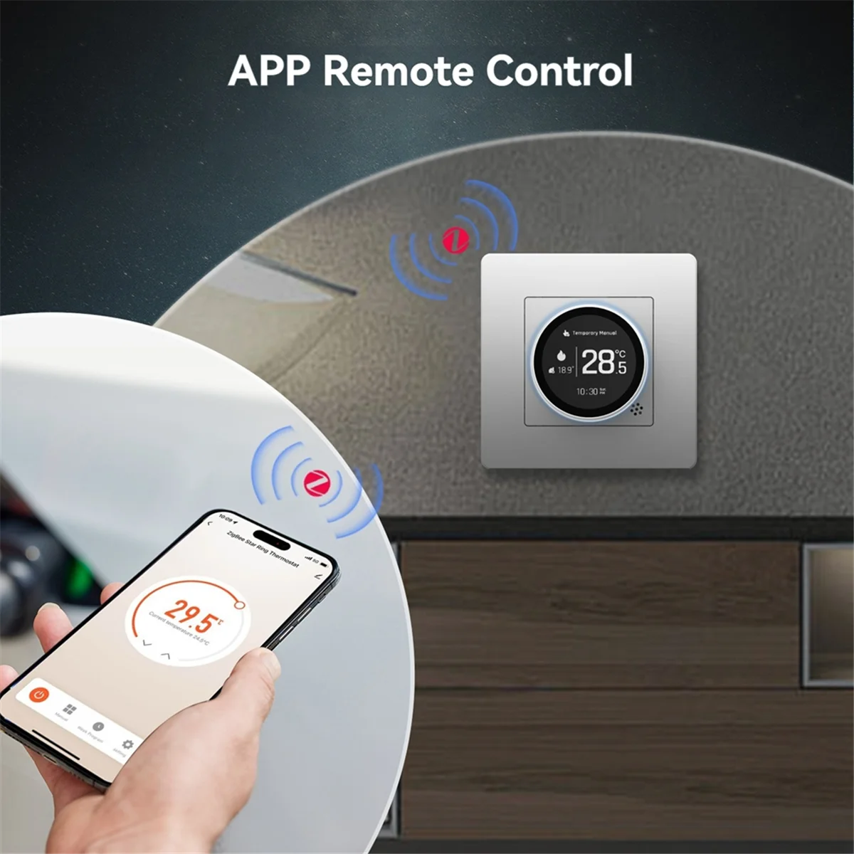 ABXHA Tuya ZigBee Smart Knob Thermostat Gaskessel Heizung Temperaturregler Funktioniert mit Alexa GoogleHome Schwarz