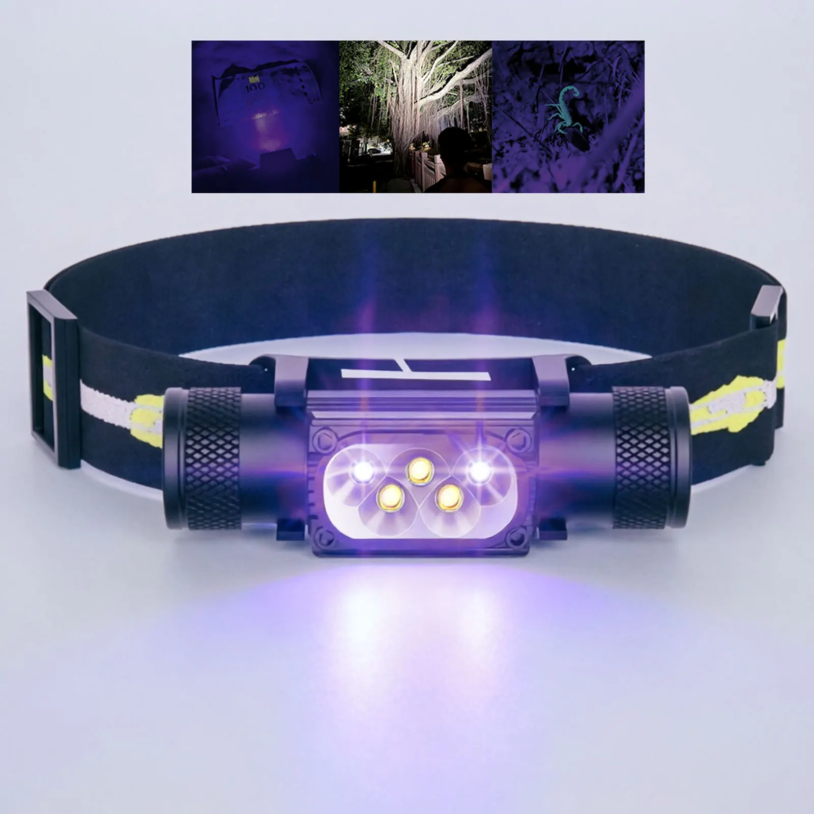 UV Headlamp Black Light 395 NM Ultraviolet Headlight Head Torch Flash Lamp Blacklight Detector for Dog Urine Pet Stain Bed Bug