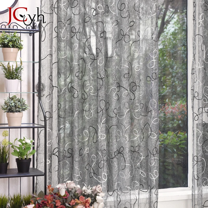 Luxury Hall Sheer Tulle Curtains for Living Room Kitchen Transparent Voile Curtain for Bedroom Decoration Ready-made Cortinas