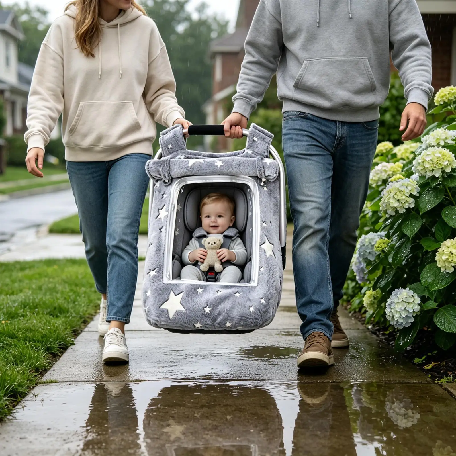 子供用カーシートカバー-通気性のあるジッパー付きベビーカー保護ネット-カーシートサンシェードカバー-新米親、祖父母、家族向け