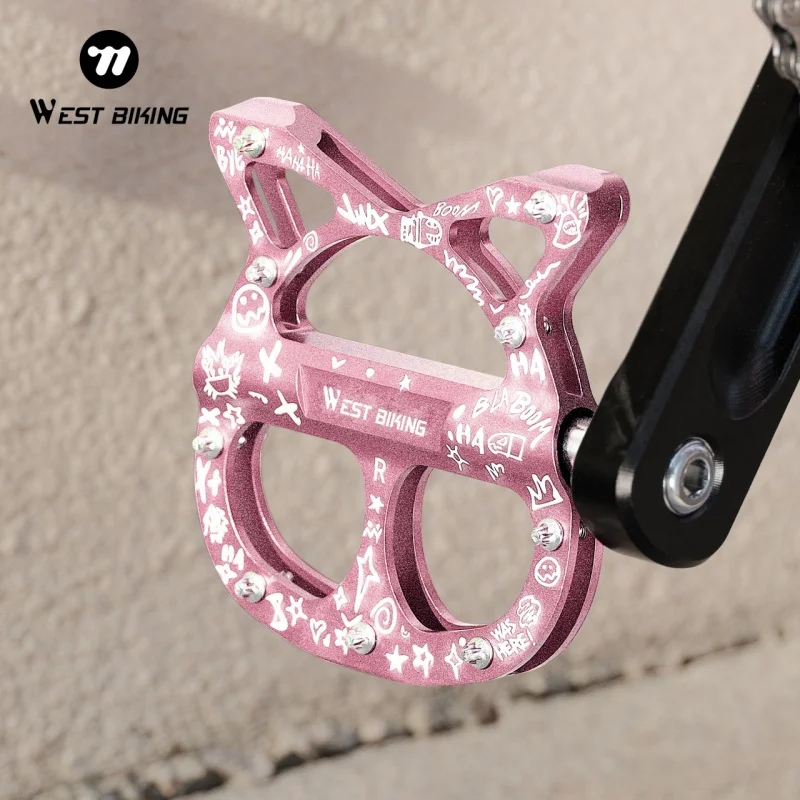 WEST BIKING Aluminum Alloy Cat-Shaped Bicycle 3 Bearings Pedal Bicycle Parts Anti-slip Widened Cycling MTB Pedal