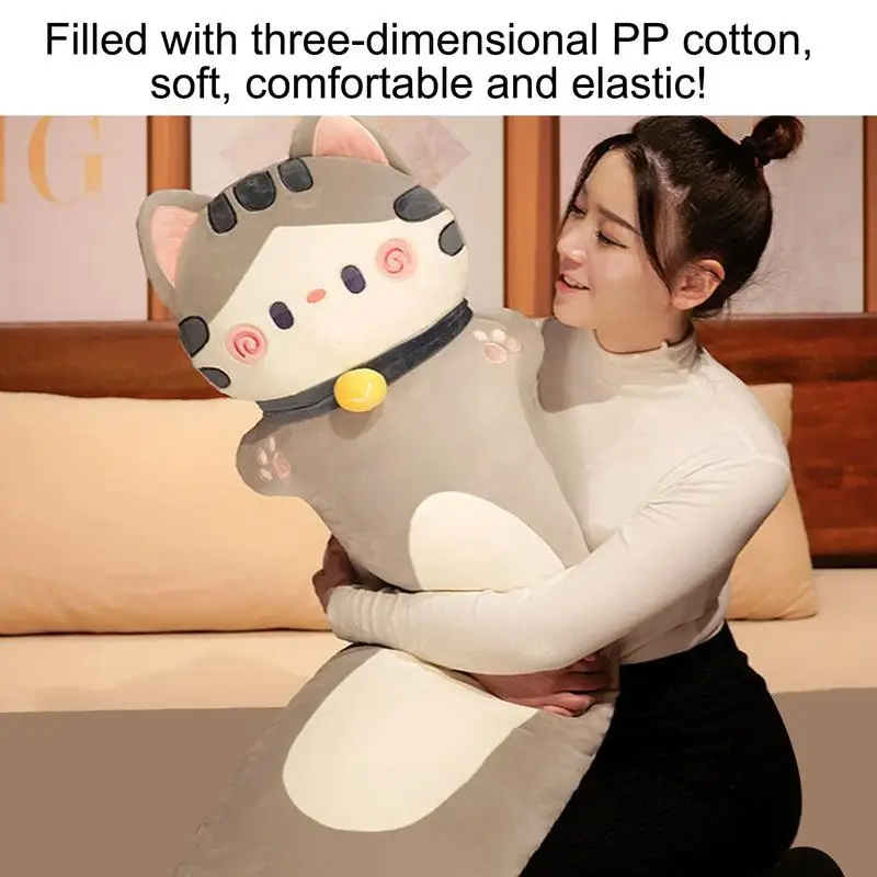 Long Pillows for Sleeping Cute Doll Long Body Pillow Comfortable Throw Pillow Cat Shape Plush Toy Stuffed Animal Cartoon Hugging