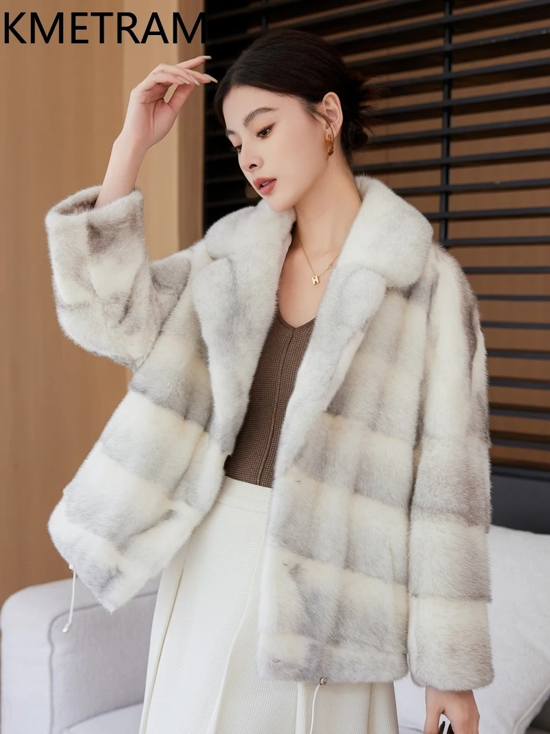 Damska kurtka z prawdziwego futra norki, luksusowa krótka kurtka z naturalnego futra, wysokiej jakości zimowe ubrania damskie 2025, futrzane kurtki, fourrure