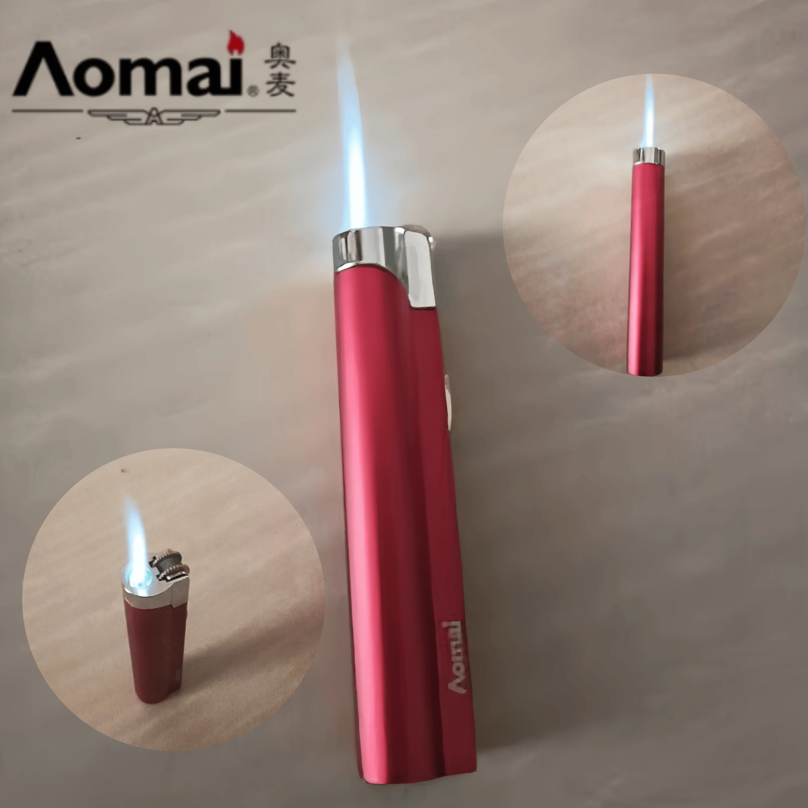 

Aomai ветрозащитная синяя струйная зажигалка с пламенем, надувное колесо Granding, зажигание, бутан, аксессуары для курения, подарки для мужчин