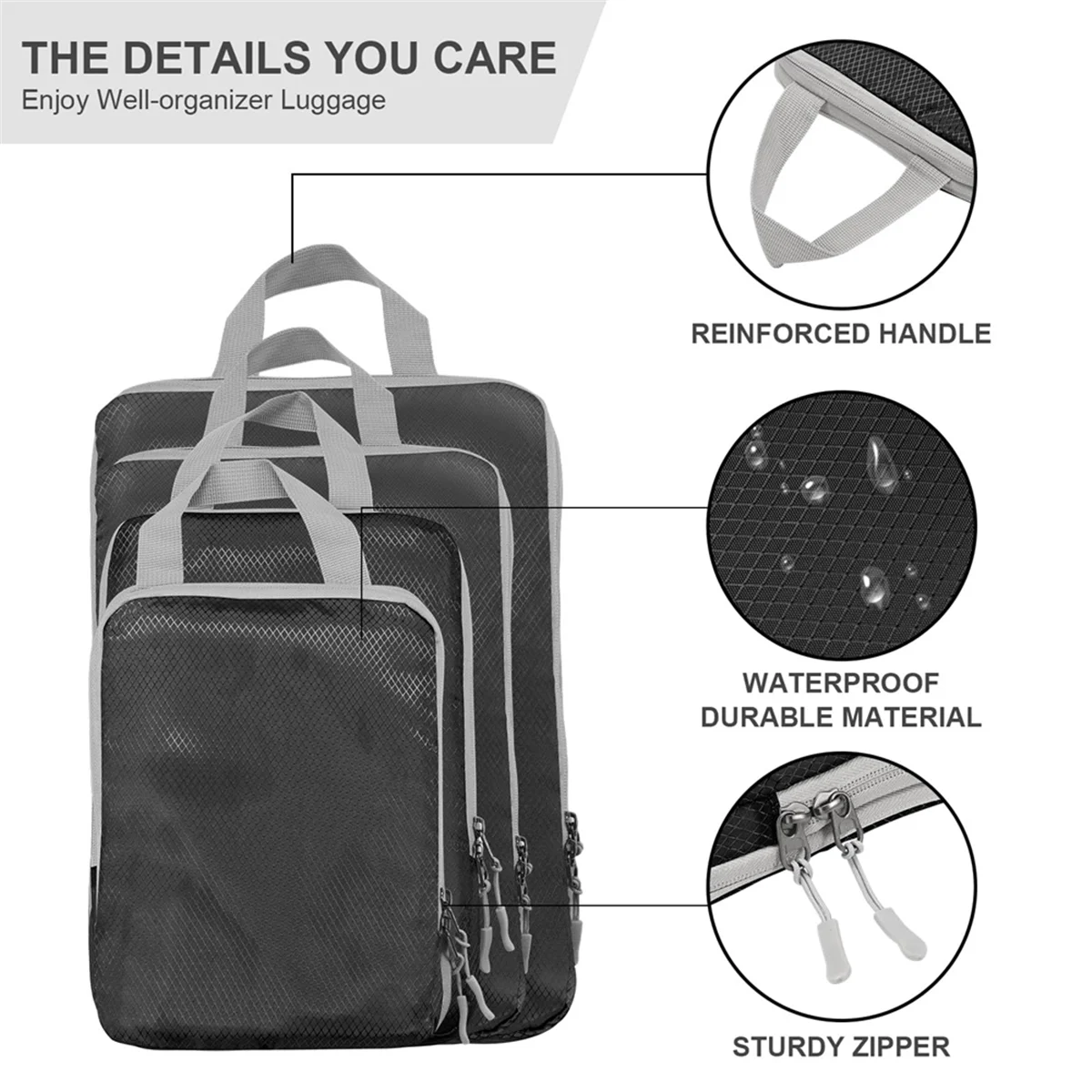 Compression Packing-Cubes,4 Set Ultralight Packing-Cubes for Carry on Suitcase,Travel Packing for Suitcase Organizer Bag