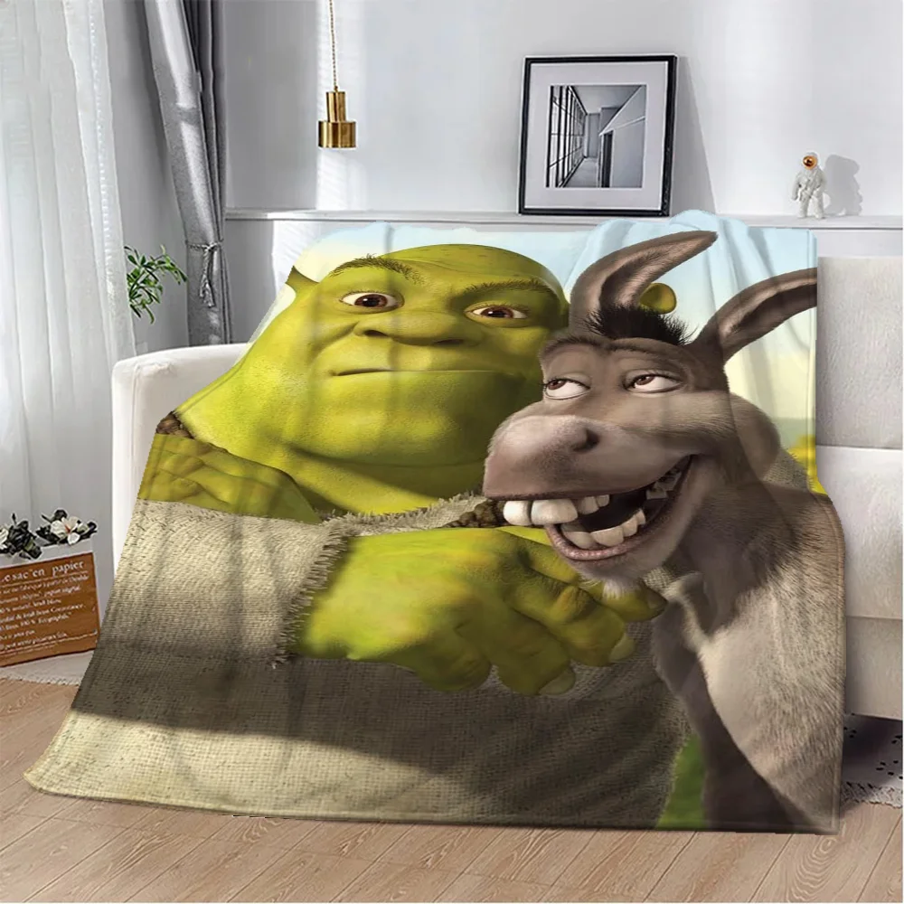 Shreks Anime Blanket King Size Thick Blankets for Winter Knitted Plaid Beach Towel Home Interior Microfiber Bedding Bed Throw