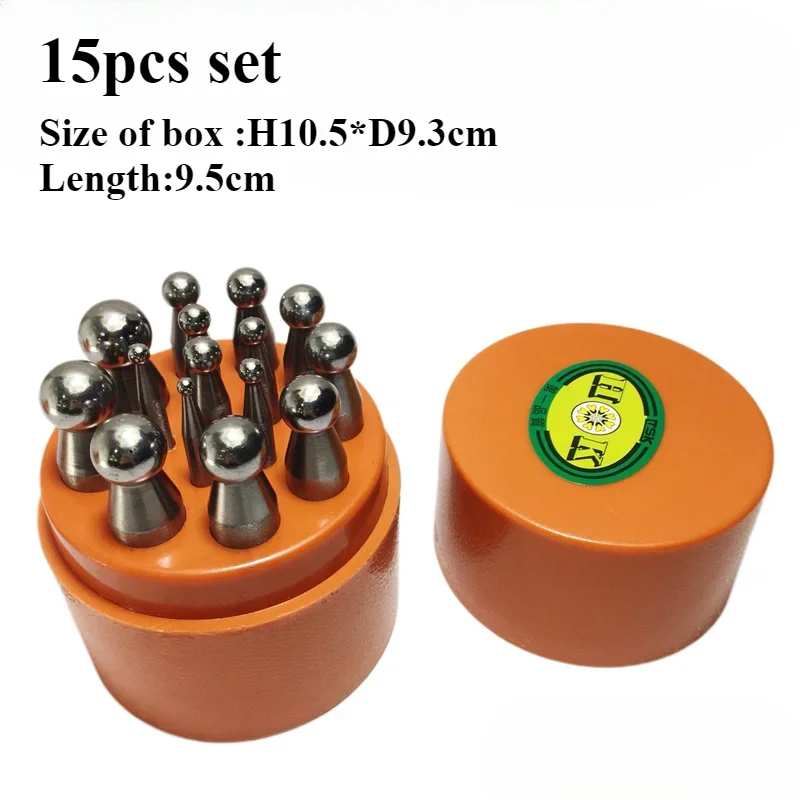 

Newest 15/17PCS Dapping Doming Punch Dapping Block Ring Bead Jewelry Forming Tool