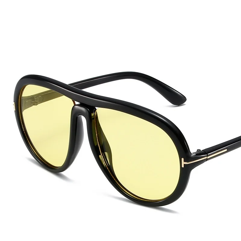 LONSY Retro Double Beam Women Oversize Sunglasses Black Yellow Gradient Luxury Brand Designer Fashion Female Sun Glasses Eyewear