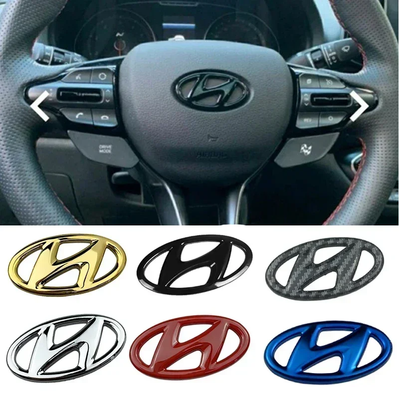 Abs adesivo de carro emblema do volante emblema para hyundai tucson ix35 i20 i40 kona sonata azera santa fe genesis elantra acento