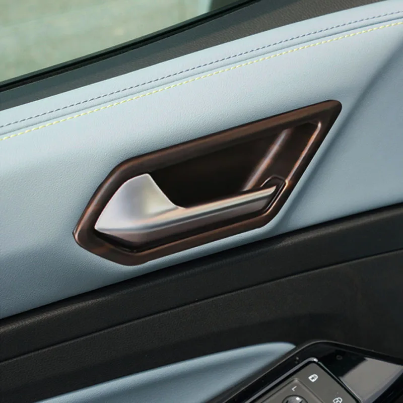 ل Volkswagen VW ID.4X ID.4 CROZZ 2021 + ألياف الكربون غطاء مقبض باب السيارة الملحقات لمعان أسود ألياف الكربون مقبض باب السيارة #3