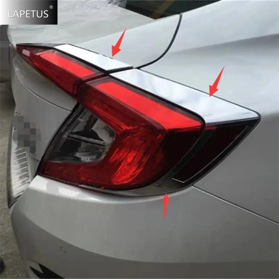 

Car Rear Trunk Tail Lights Lamps Eyelid Eyebrow Molding Decor Cover Trim For Honda Civic 2016 2017 Chrome Exterior Accessories