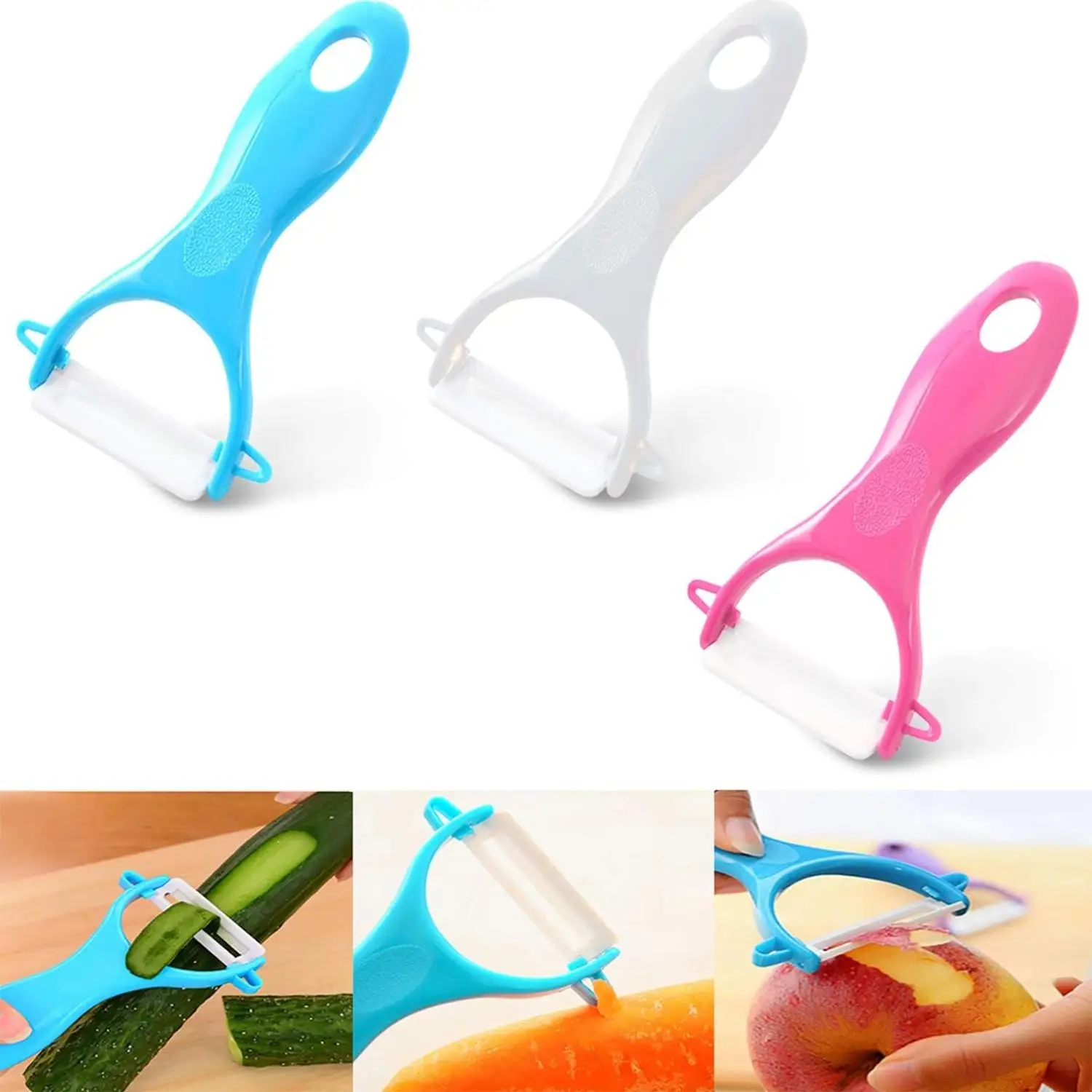 3pcs Ceramic peeler, fruit peeler, kitchen vegetable peeler, ceramic does not rust, potatoes carrot fruits