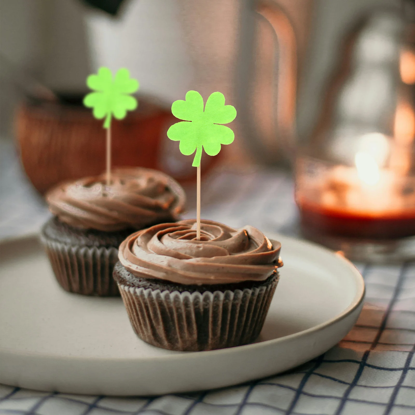 

10 pcs Four Leaf Clover Cake Decoration Picks Cupcake Toppers Cheese Cake Topper Decorations For Birthday Wedding