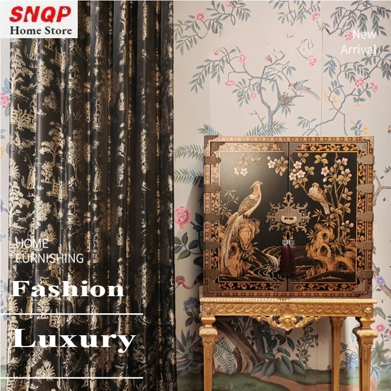 

Chinese Retro Style Mixed with French Romance Curtains for Living Room Bedroom Dining High Precision Jacquard Custom Size Luxury