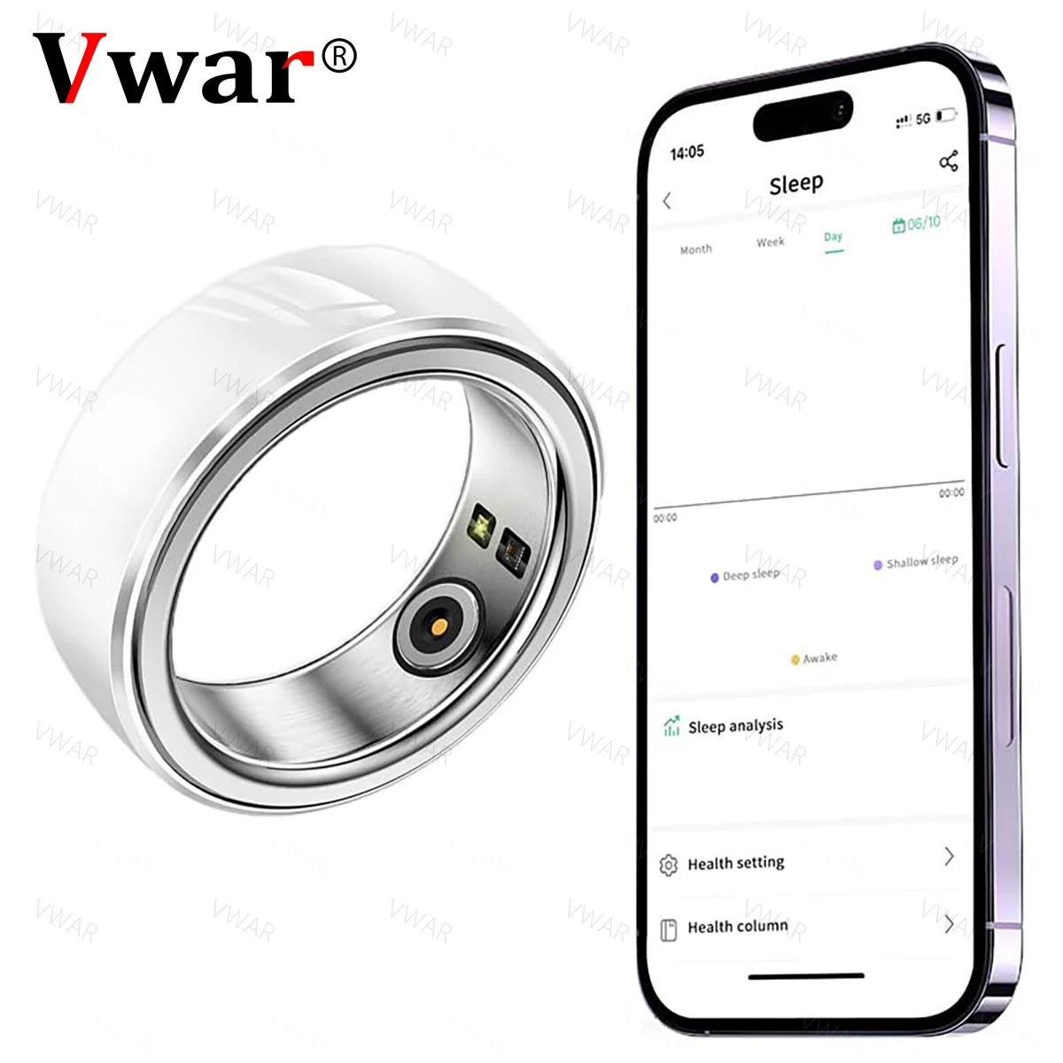 

VWAR R2 Smart Ring Bracelet Bluetooth Ring Finger Digital Ring Heart Rate Monitoring/Waterproof/Blood Oxygen/Sleep/Positioning