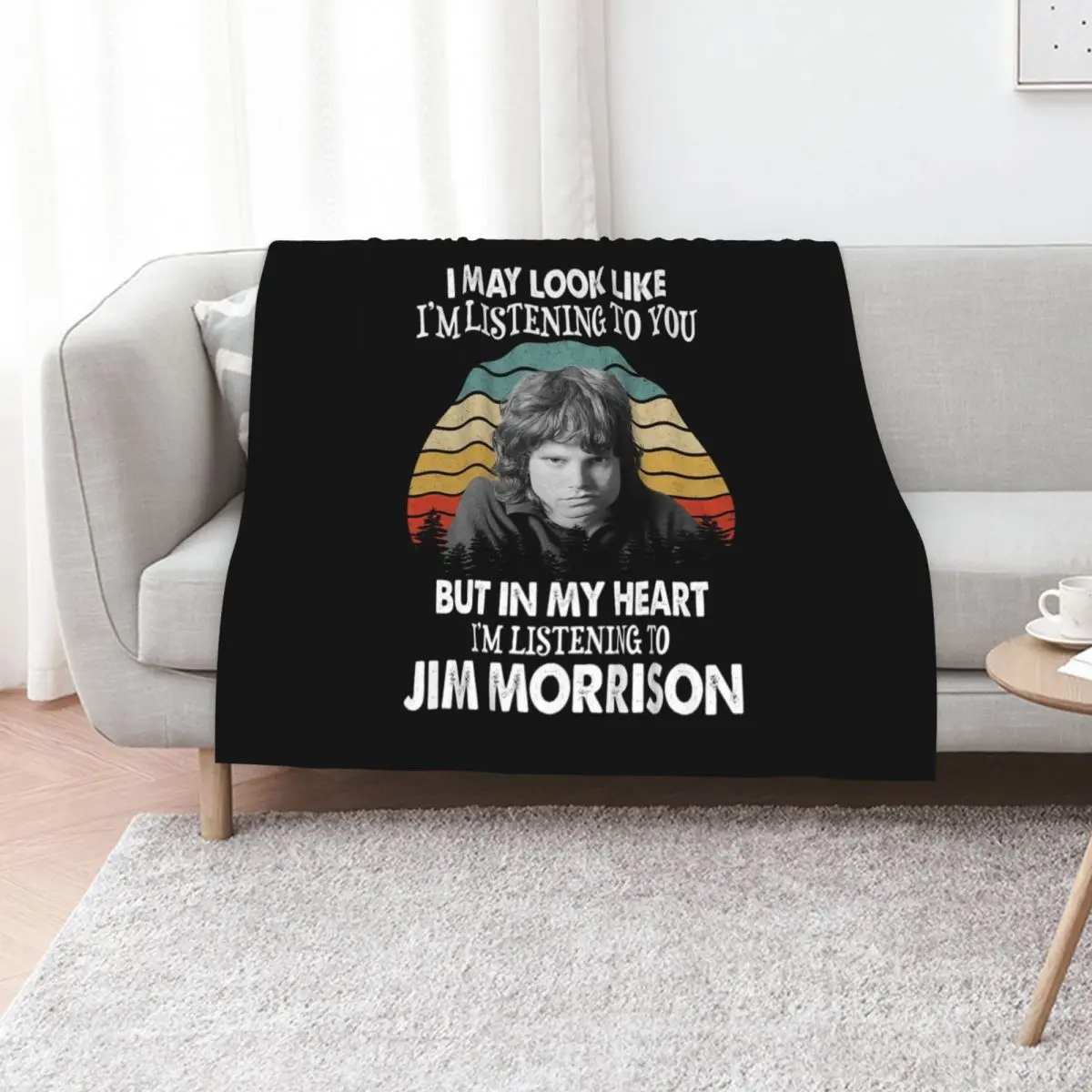 I May Look Like I'm Listening To Jim Blues Morrison Vintage Throw Blanket Large Comforter Loose Flannel Fabric Tourist Blankets