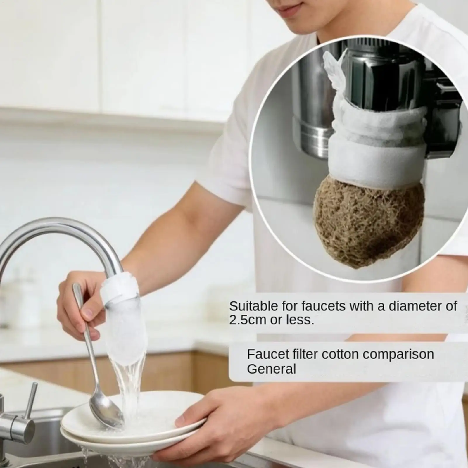 Faucet Filter Cotton Portable Splash-Proof Universal Cleaner Kitchen Faucet Filter Cotton Bag for Kitchen Bathroom Water Sink view 5