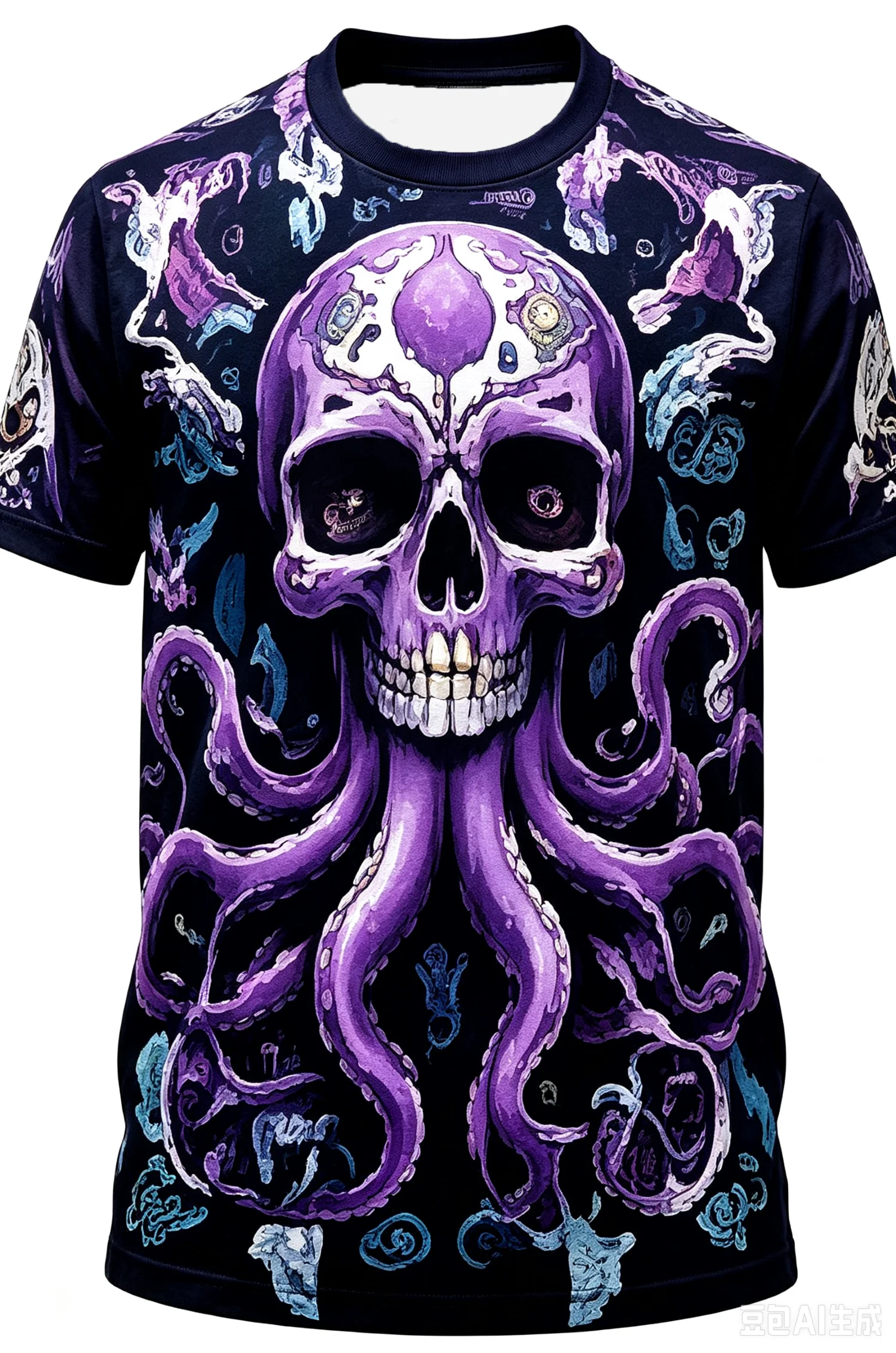 DAY OF THE DEAD FLORAL SKULL FISH TSHIRT MEXICAN RETRO STYLE MATCHING PARENTCHILD STYLE FLORAL PAINTED SKULL FISH WITH BIG MOUTH