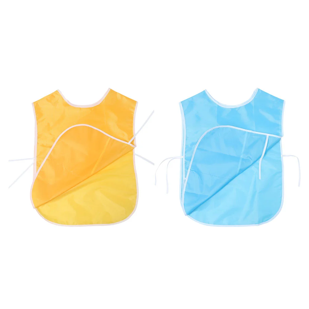 2pcs Painting Apron Kindergarten Waterproof Sleeveless Smocks Dinner Bib painting apron kid smock