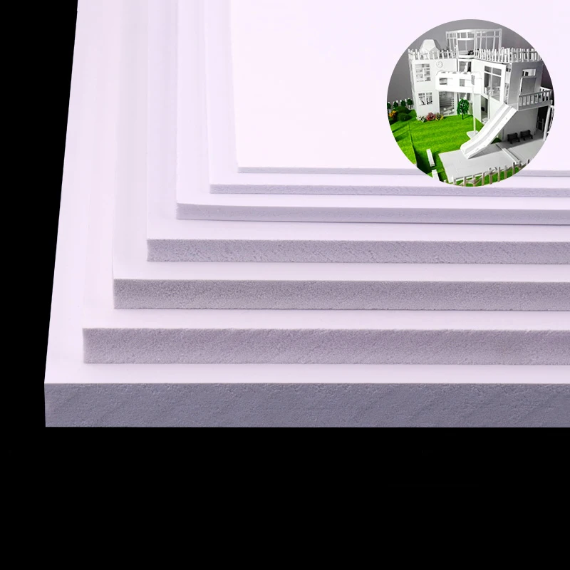 White PVC Foam Board 100x100mm~300x400mm,Thickness:3mm~15mm,for Model Making Construction Material Handmade Model