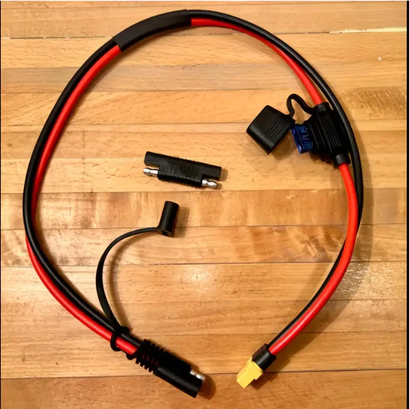 10AWG Quick-Connect Alligator Clips w/ XT60 Adapter - 2ft Fused Extension Cable Safe Easy Battery Charging for Cars  Motorcycles