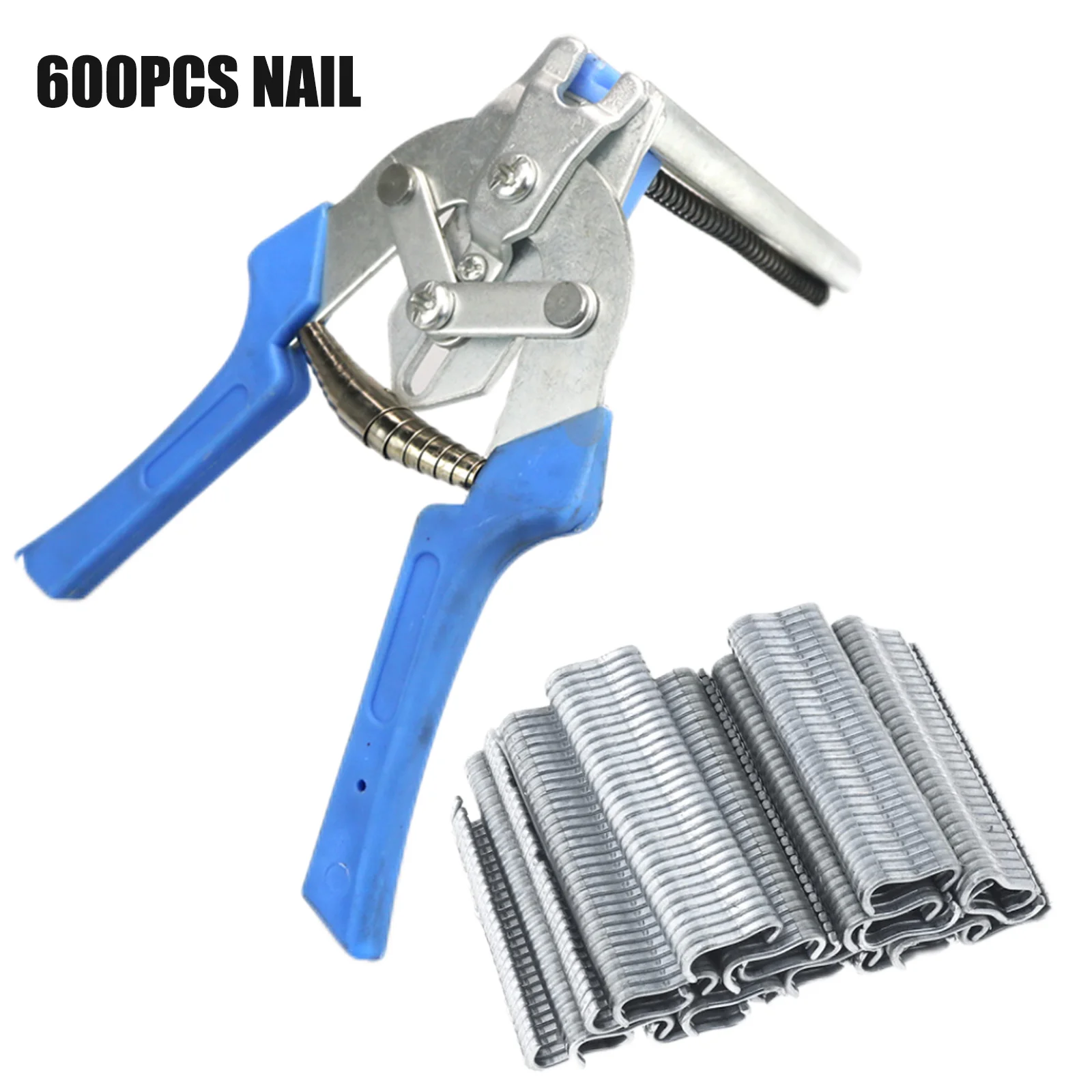 Hog Ring Plier Tool and 600Pcs M Clips Staples Rabbit Chicken Mesh Cage Wire Fencing Caged Clamp Installation Poultry Cage Plier