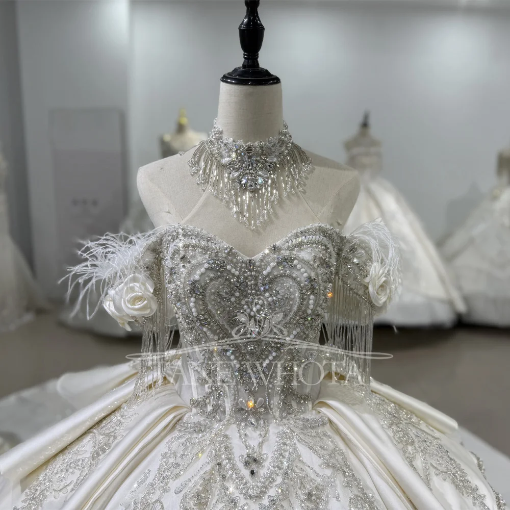 

Sweetheart Off-Shoulder Crystal Beaded Sequined Wedding Dress 2026 Lace-Up Back Customized Ball Gown For Women Vestido De Noiva